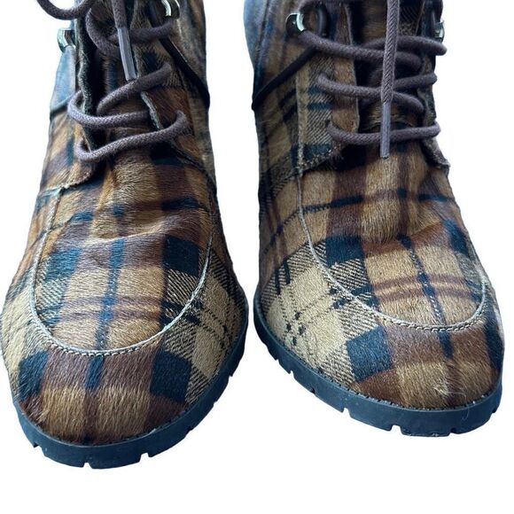 ANTONIO MELANI GRAYCIEE Plaid Calf Hair Leather Animal Print Color High Block He - Picture 4 of 6